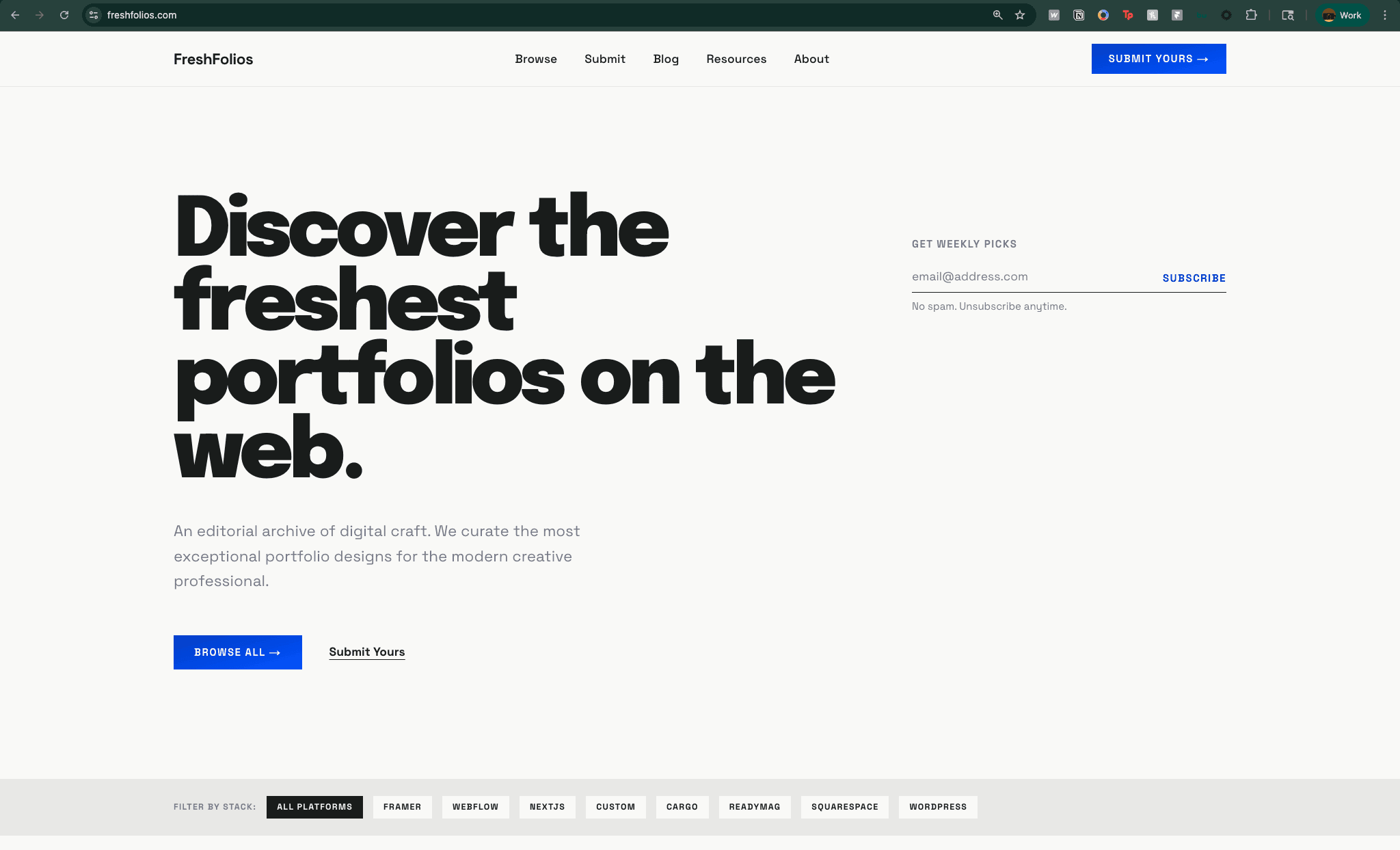 Freshfolios interface preview